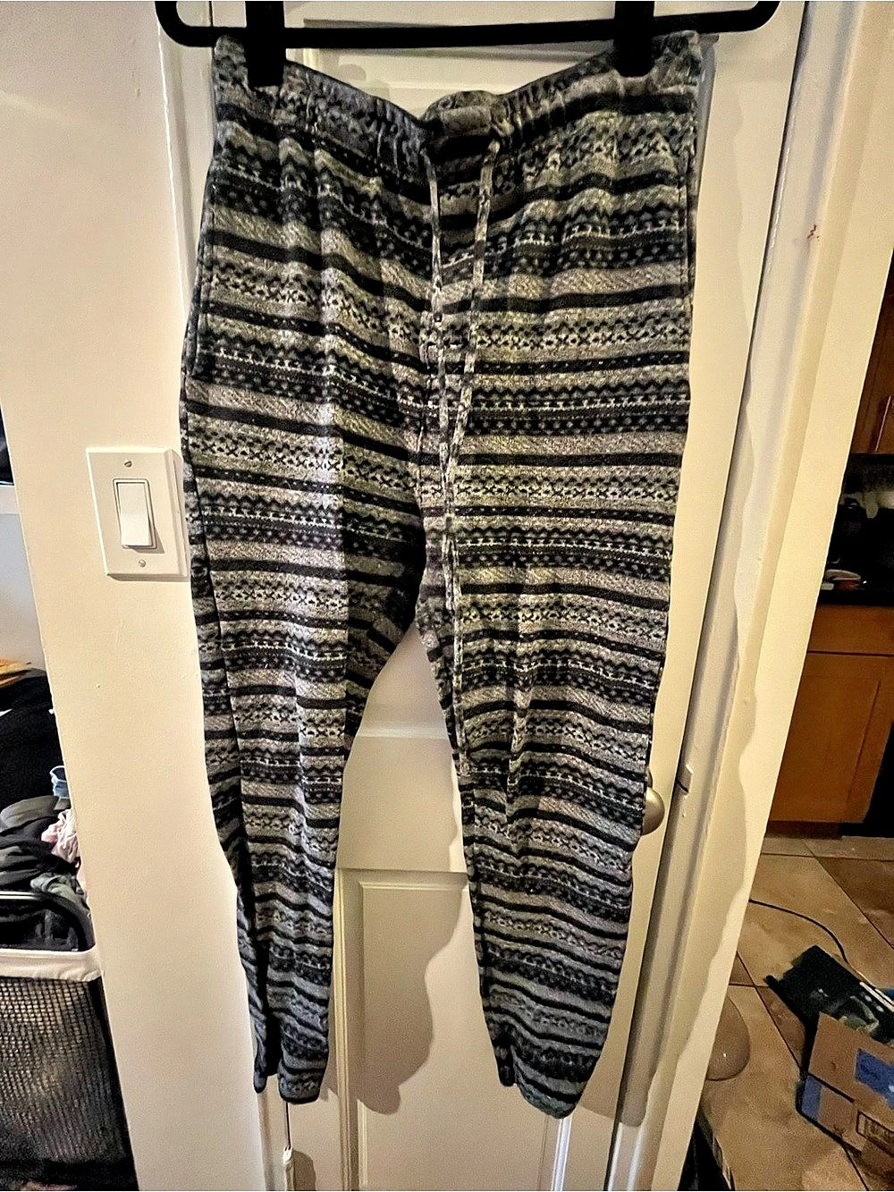 Joe Boxer Patterned Leggings Black & Gray Size Large